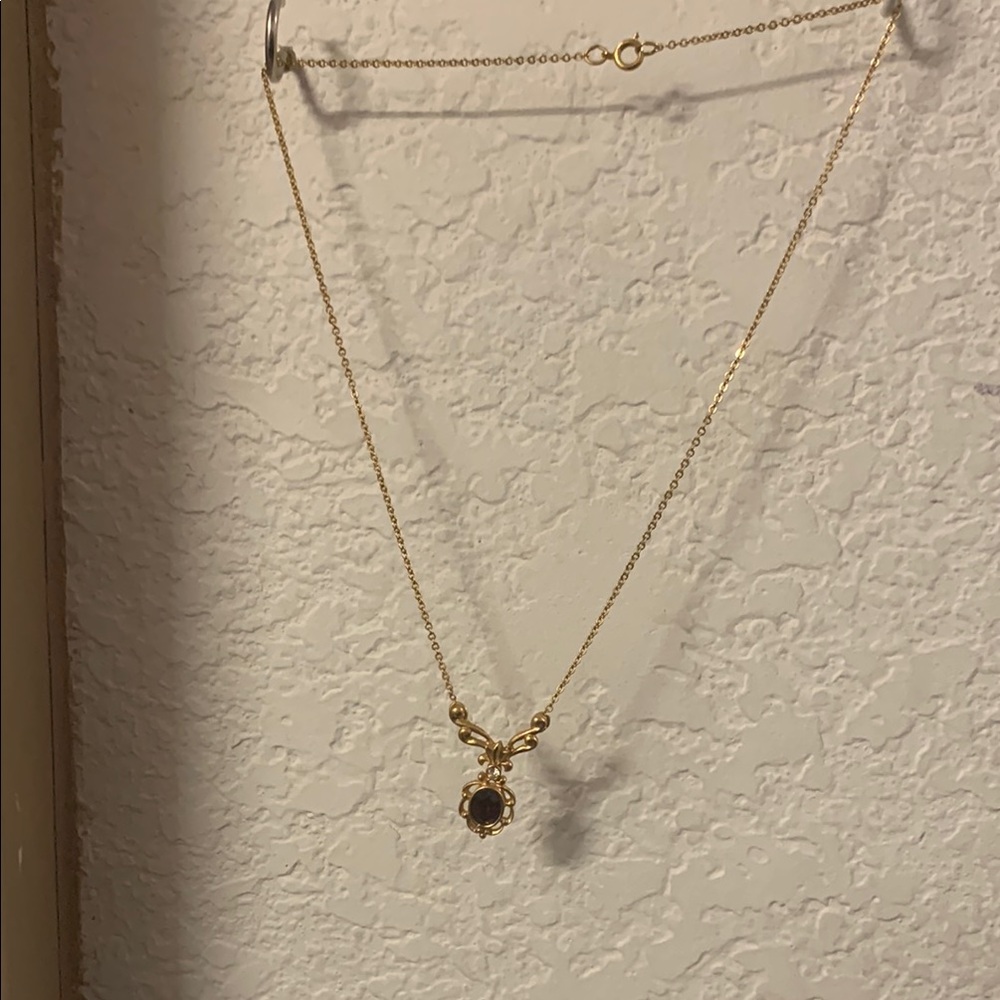 Plated Gold and Ruby Elegant Necklace